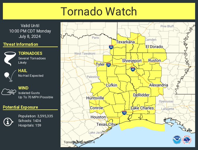 Alerta de tornado por tormenta Beryl en USA: Estados afectados y bajo alerta 