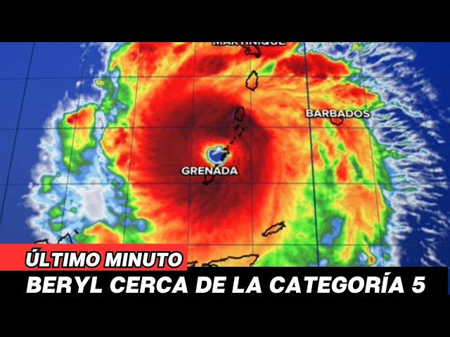 🛑ALERTA. #HuracánBeryl alcanza fuerza de categoría 5