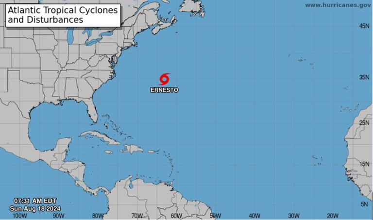 Se espera que Ernesto vuelva a convertirse en huracán este domingo, mientras los impactos continúan en la costa este de EE.UU.